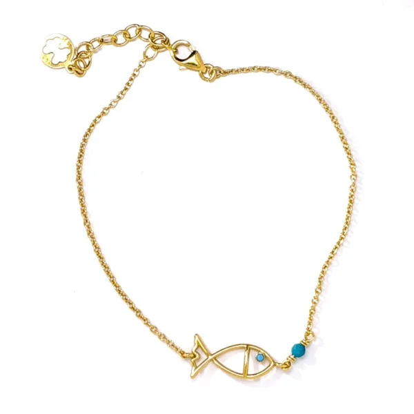 Ασημένιο βραχιόλι ψαράκι με τιρκουάζ λεπτομέρειες