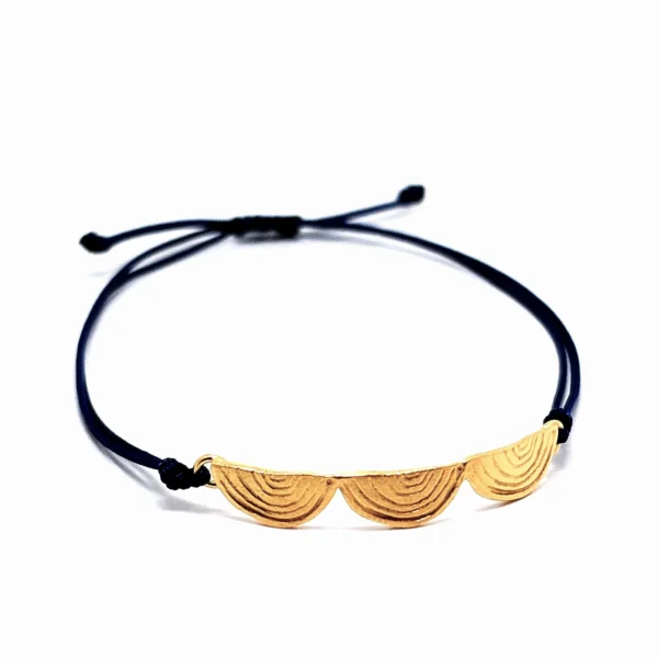 Χειροποίητο ασημένιο επίχρυσο βραχιόλι τρία ομόκεντρα ημικύκλια