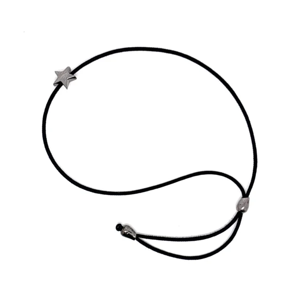 Χειροποίητο ασημένιο οξειδωμένο βραχιόλι με σκοινί μικρό αστέρι