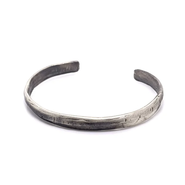 Χειροποίητο αντρικό ασημένιο βραχιόλι σφυρήλατη χειροπέδα