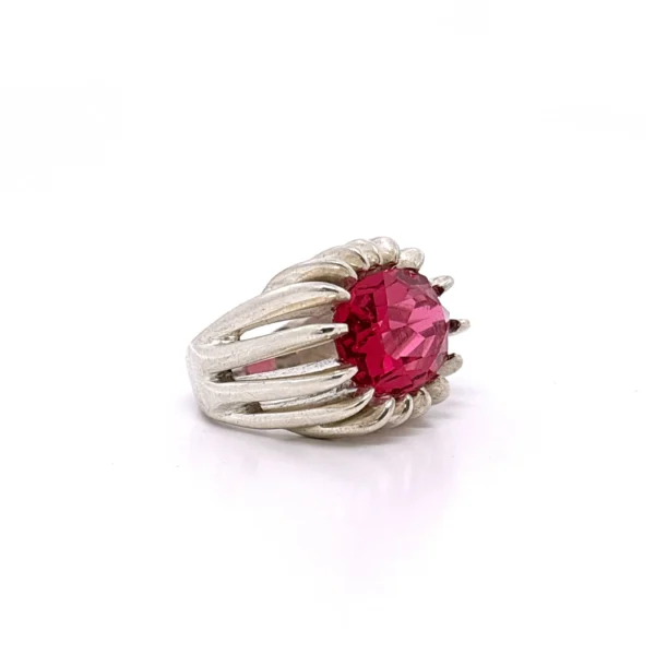 Ασημένιο δαχτυλίδι καστόνι γάντζος με οβάλ κρύσταλλο