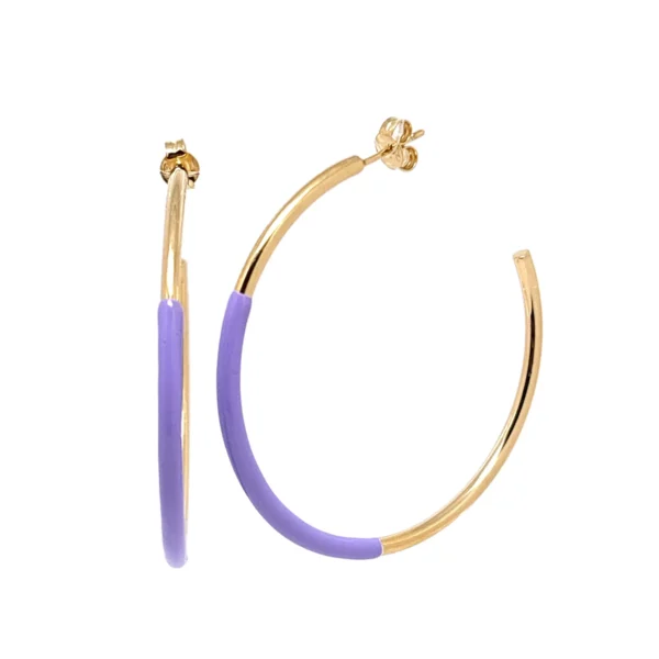 Χειροποίητα ασημένια επίχρυσα σκουλαρίκια κίρκοι μωβ σμάλτο