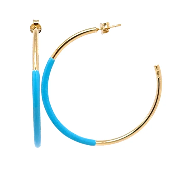 Χειροποίητα ασημένια επίχρυσα σκουλαρίκια κίρκοι γαλάζιο σμάλτο