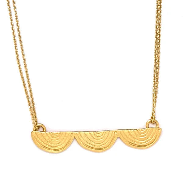 Χειροποίητο ασημένιο επίχρυσο κολιέ τρία ομόκεντρα ημικύκλια