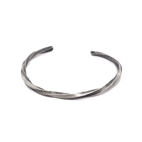 Χειροποίητο αντρικό ασημένιο βραχιόλι σπιράλ χειροπέδα
