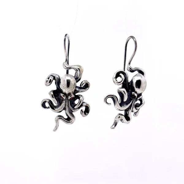 Χειροποίητα ασημένια σκουλαρίκια χταπόδι γρανάδα